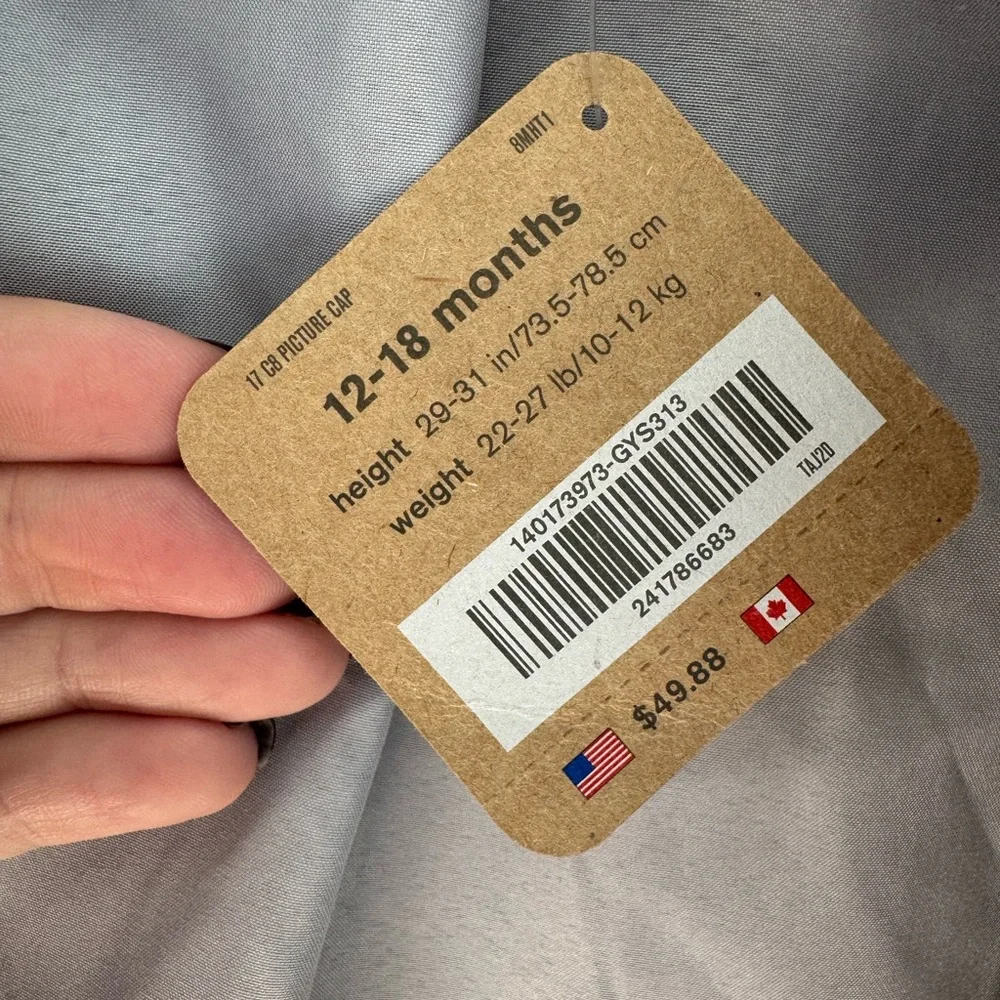 Crazy‎ 8 Girls' Toddler Grey Peacoat, 12-18 mo NEW